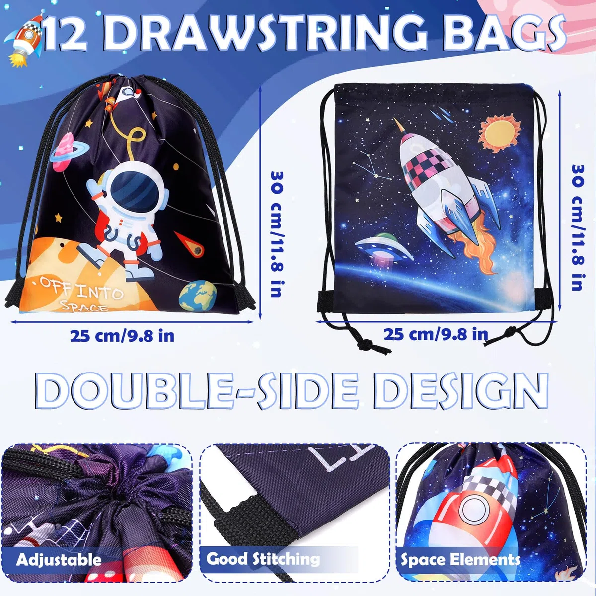 Tacobear 48 Piezas Piñata Cumpleaños Infantil Espacio Mochila Cuerdas Bolsa de Cuerdas Llaveros Tatuajes Pulseras de Silicona Regalos Cumpleaños Niños Colegio Artículos de Fiesta Espacial