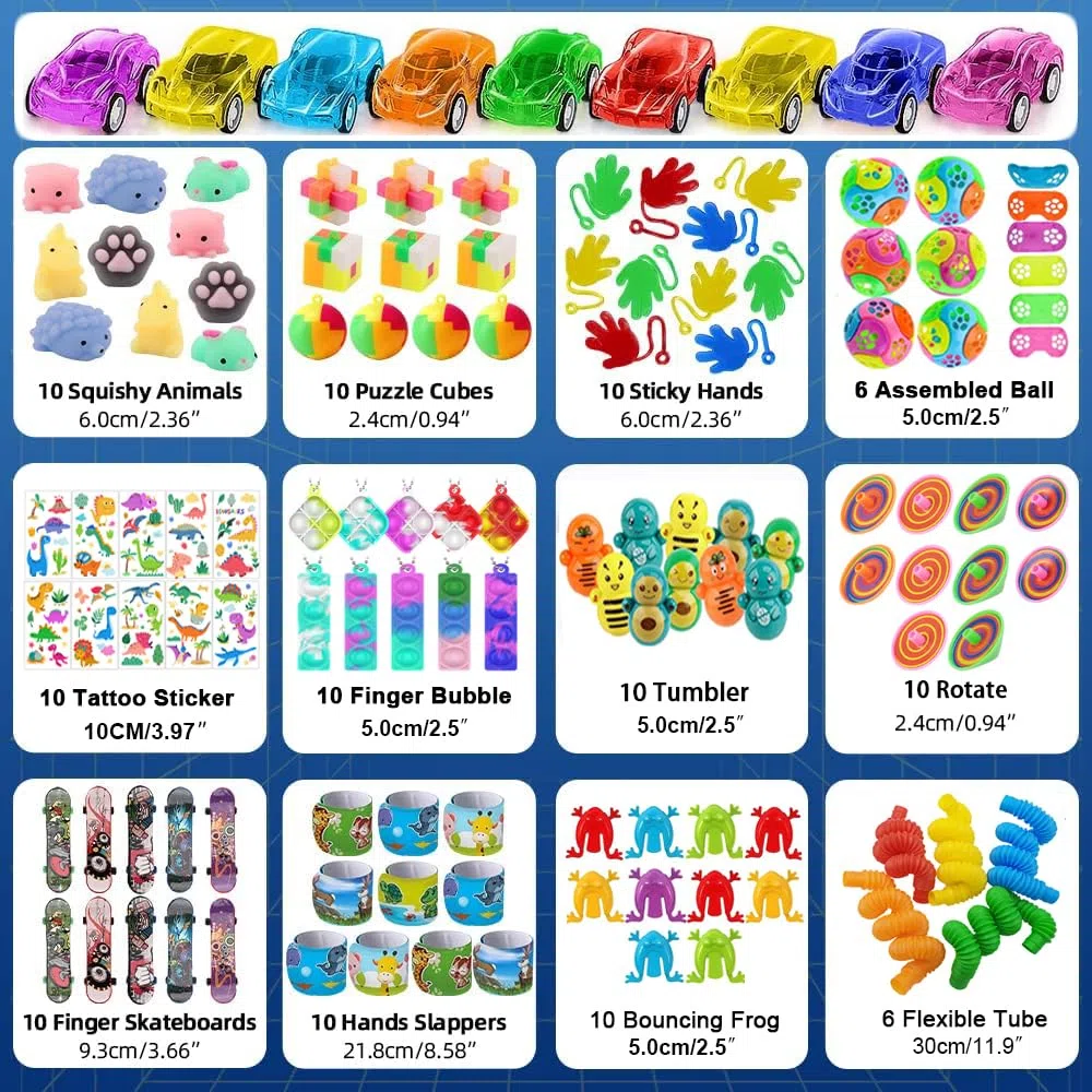 122 Piezas Juguetes de Fiesta a Granel, Relleno Piñata Cumpleaños Infantil,Bolsas de Regalo de Fiestas Partido Regalos con Dinosaurio Tatuajes Niños,Regalo Juguetes Rellenar Bolsas de Fiesta a Granel
