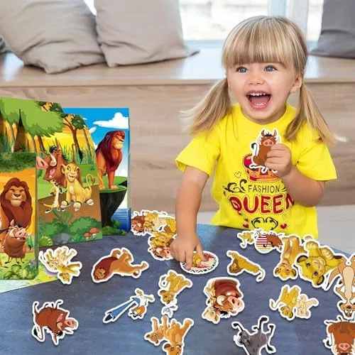 Set De Bolsas De Regalo para Fiesta De CumpleañOs Infantil De Leones, 86pcs Lion Cartoon Theme Party Regalos con Slap Pulseras Llaveros Bolsas De Regalo Pegatinas para Fiestas Infantiles