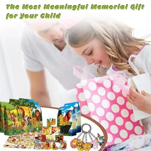 Set De Bolsas De Regalo para Fiesta De CumpleañOs Infantil De Leones, 86pcs Lion Cartoon Theme Party Regalos con Slap Pulseras Llaveros Bolsas De Regalo Pegatinas para Fiestas Infantiles