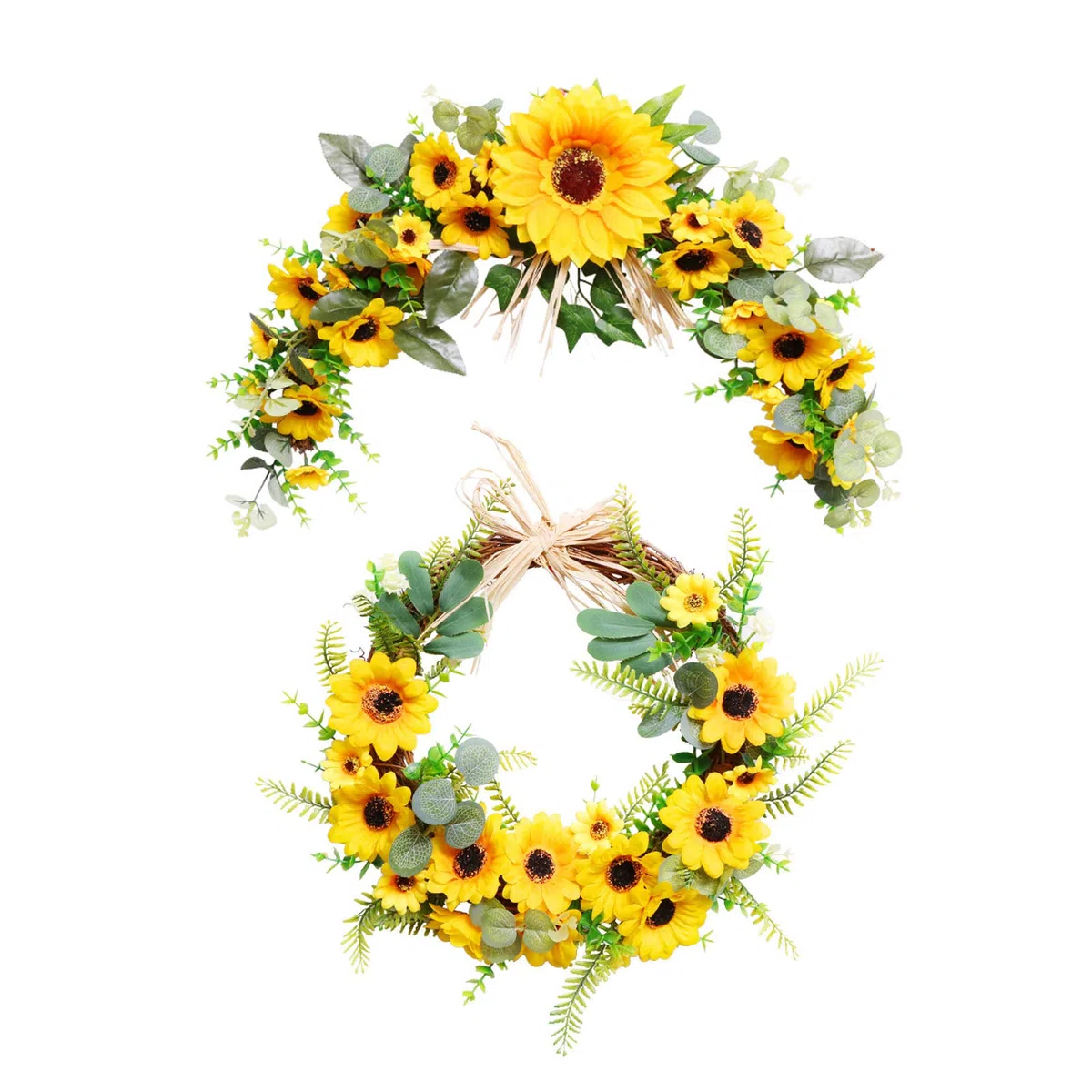 guirnalda LIU Girasol Artificial Swag 2 Piezas Conjuntos Primavera Verano Adorno Colgante De Pared para El Hogar Casa De Campo Boda Día Mundial De La Abeja Decoración De Fiesta