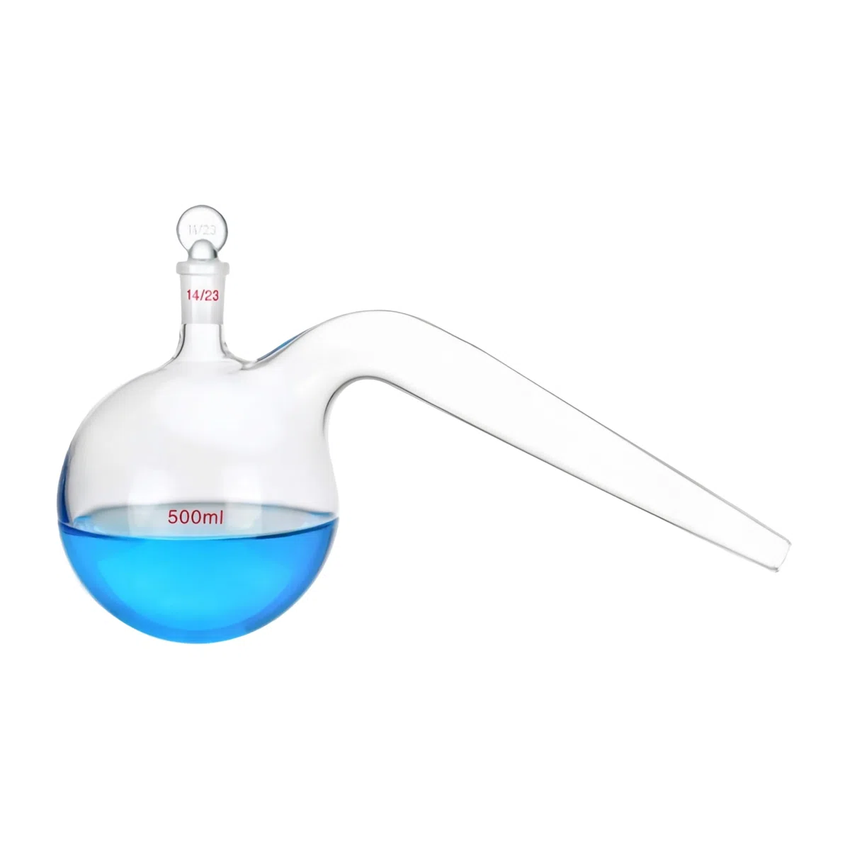 Matraz Retorta Destilación Vidrio Cuello Cisne Tapón-B 500ml