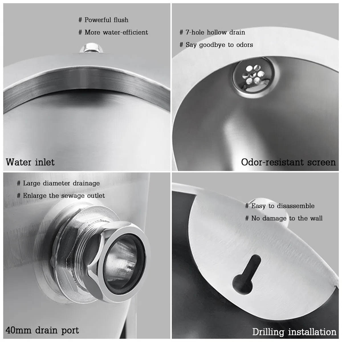 Urinario de pared de acero inoxidable para hombres, sensor inteligente, inodoro público para uso comercial y doméstico en baños, bares, hoteles, karaokes y prisiones
