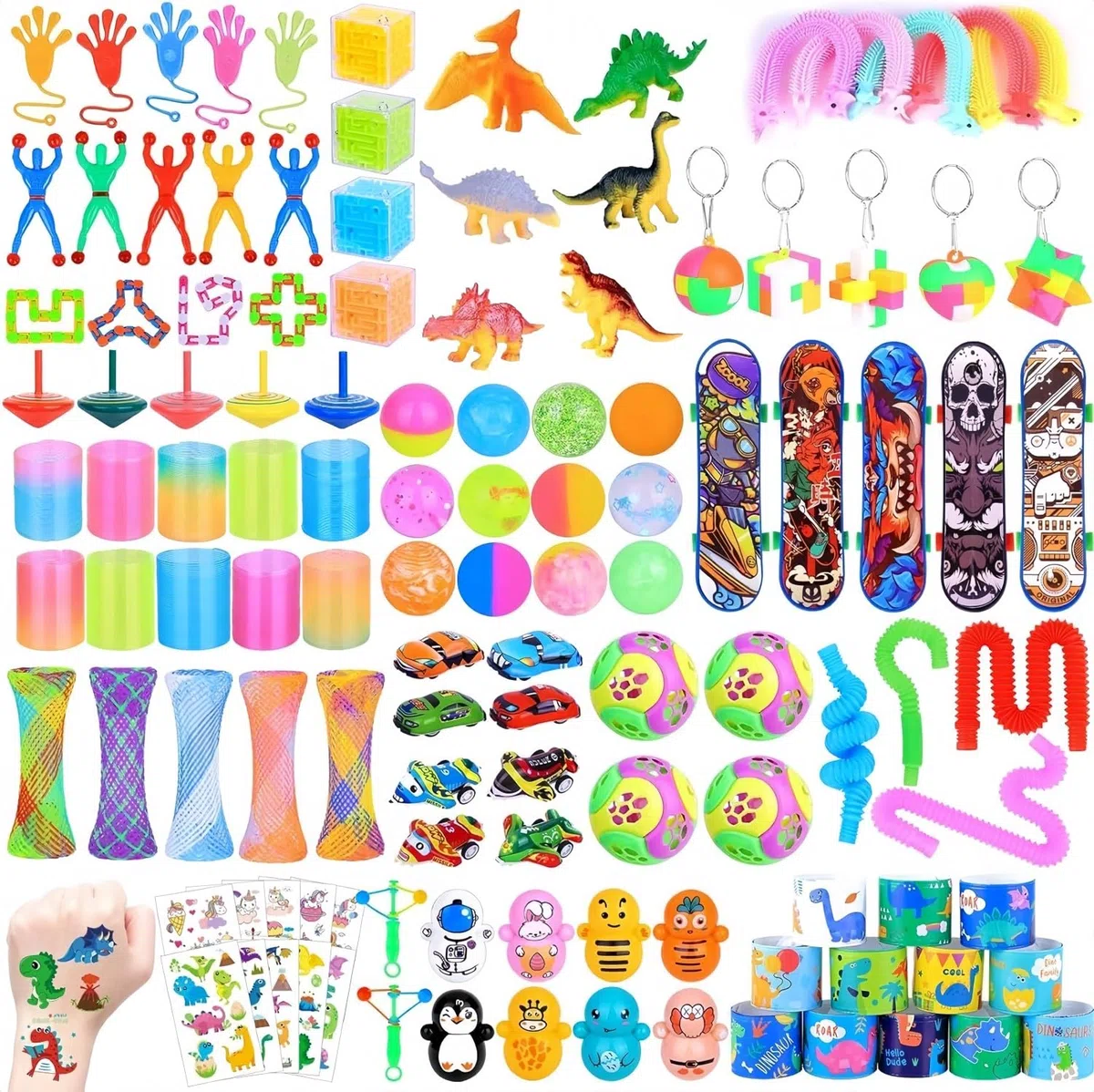 LATERN 120 Piezas Relleno Piñata Cumpleaños Infantil, 20 Estilos Regalos de Fiesta Coloridos con Esferas Resortes Bolas Manos Pegajosas Aviones Dinosaurios Cubos Pegatinas - para Cumpleaños Regalo