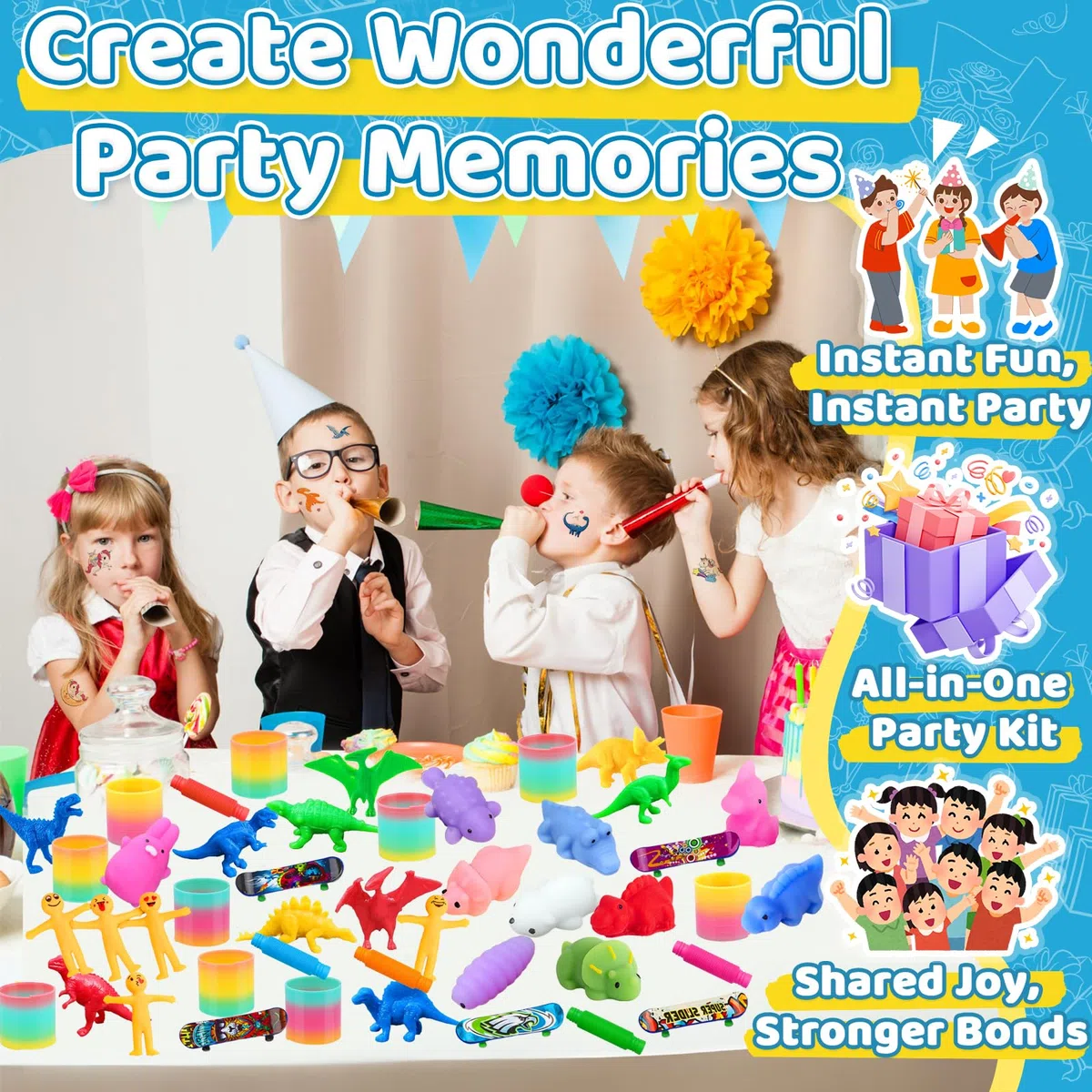 100 Piezas Juguetes de Fiesta, Kit de Juguete Sensoriales Antiestrés, Rellenar Bolsas de Fiesta, Juguete para Piñata Cumpleaños, Regalos de Juegos de Pascua Fiesta Carnavales para Niño Niña