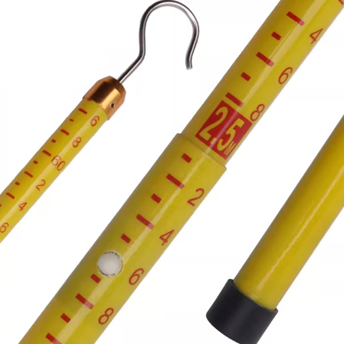 Varilla de medición de altura telescópica de resina aislada, varilla de medición eléctrica extensible portátil de 20 pies a 59 pies(Yellow,1800cm)