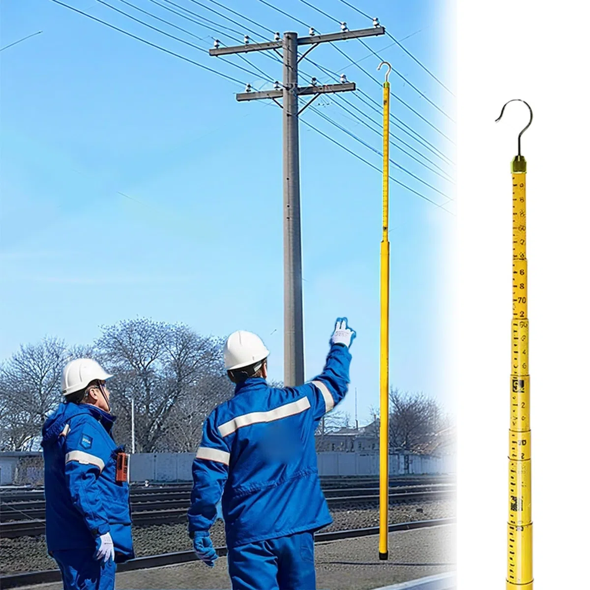 Poste de medición de altura telescópico portátil: varilla de medición de distancia aislada for mediciones seguras y precisas(Yellow,1800cm)