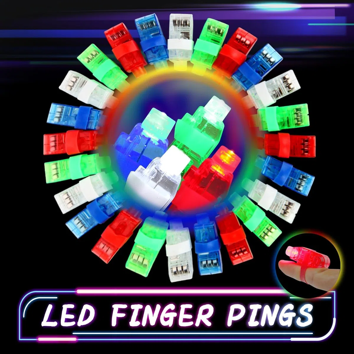 Piucrty Regalos Cumpleaños Niños Colegio Led Luces Dedos 40Pcs Juguetes Relleno Piñata para Invitados Infantil Anillo Brillante Regalitos Guarderia Mini Juegos Detalles Comunion Sorpresas Fiesta