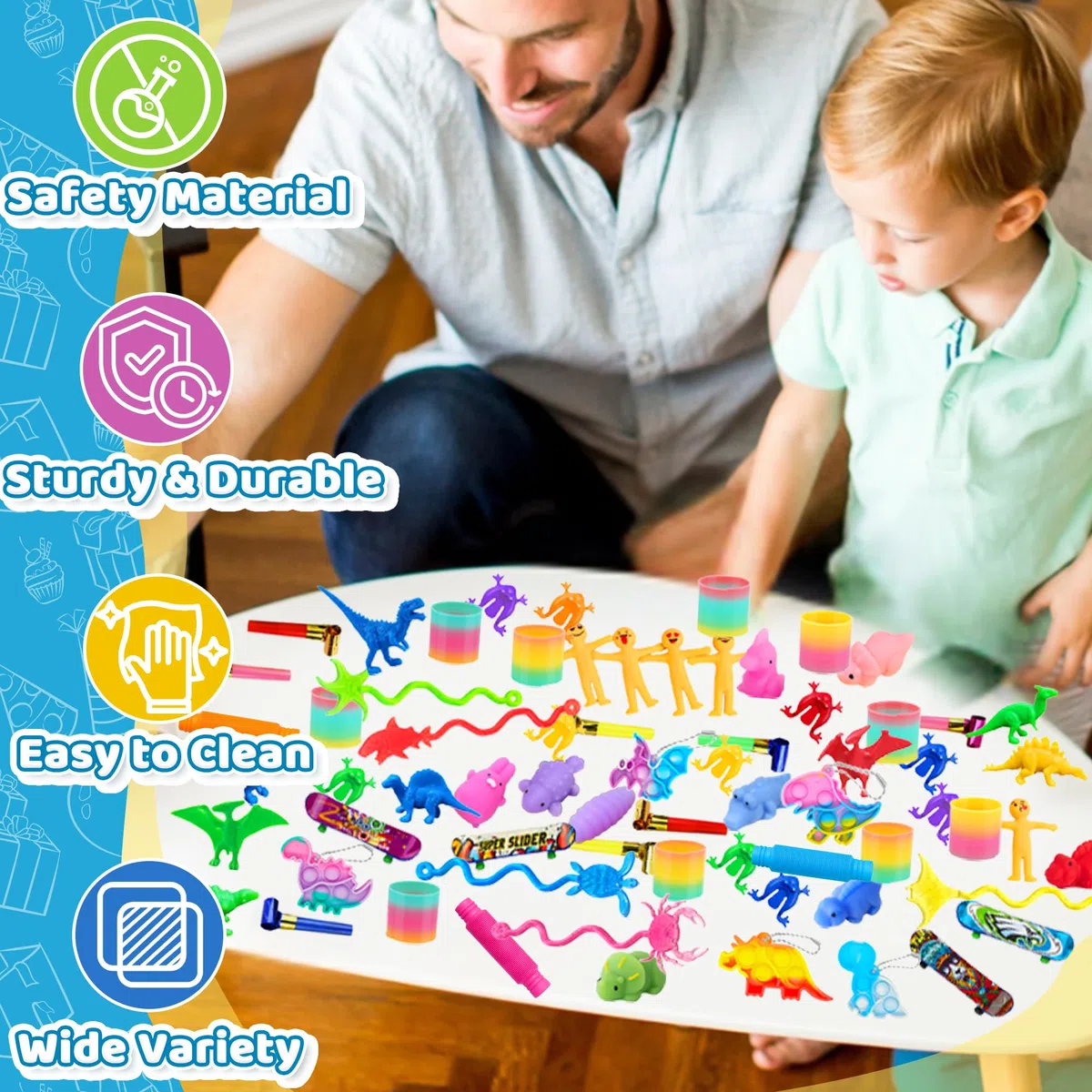 100 Piezas Juguetes de Fiesta, Kit de Juguete Sensoriales Antiestrés, Rellenar Bolsas de Fiesta, Juguete para Piñata Cumpleaños, Regalos de Juegos de Pascua Fiesta Carnavales para Niño Niña
