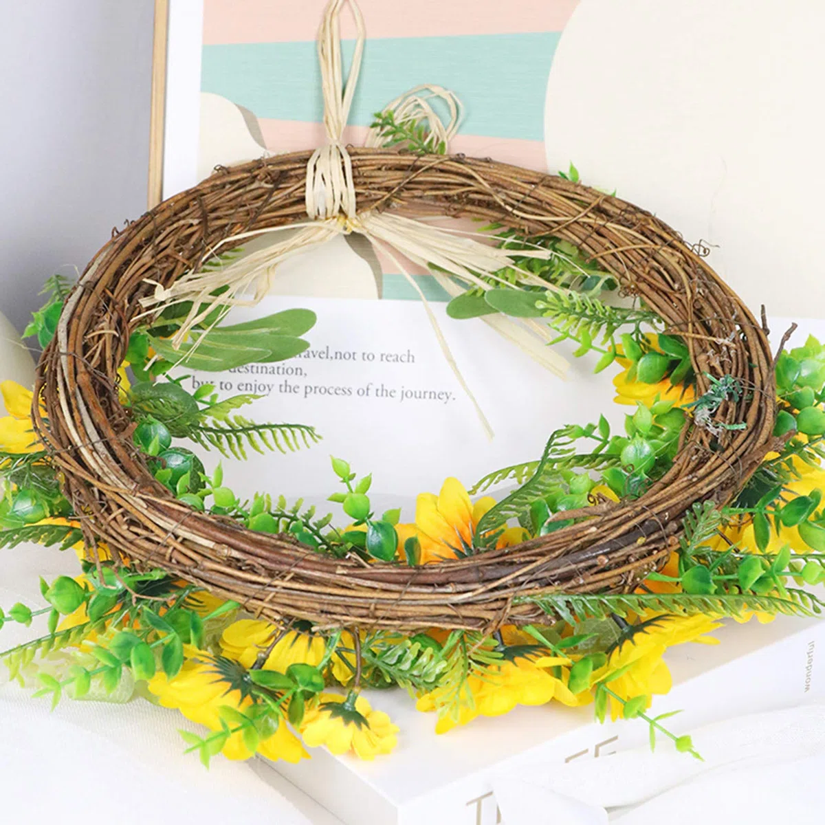 guirnalda LIU Girasol Artificial Swag 2 Piezas Conjuntos Primavera Verano Adorno Colgante De Pared para El Hogar Casa De Campo Boda Día Mundial De La Abeja Decoración De Fiesta