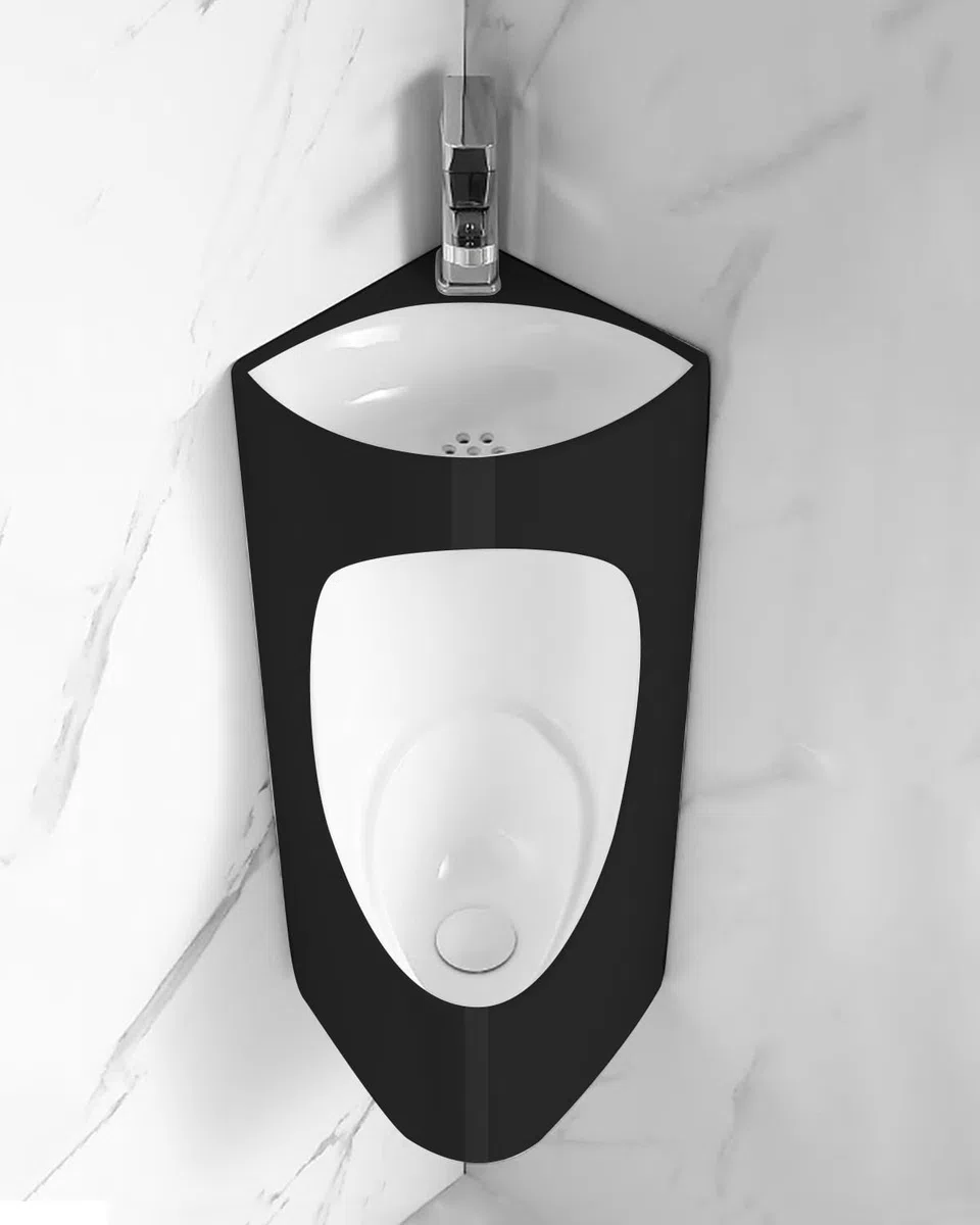 Orinal de esquina montado en la pared con lavabo, inodoro de cerámica para hombres, accesorio de baño fácil de limpiar para garaje, sótano, baño