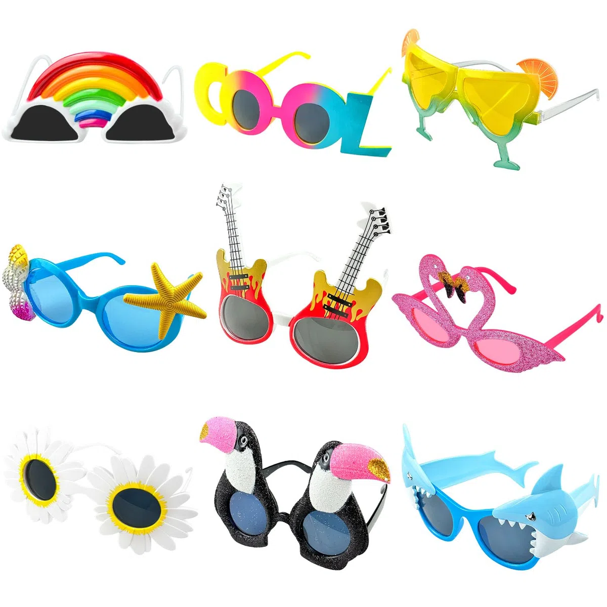 9 Piezas Gafas Fiesta Divertidas, Gafas Carnaval, Hawaianas Ggafas de Fiesta, Gafas Fiesta, Gafas Divertidas Niños Adecuado para Piscinas Cumpleaños Fiestas Verano Carnavales Accesorios Fotográficos