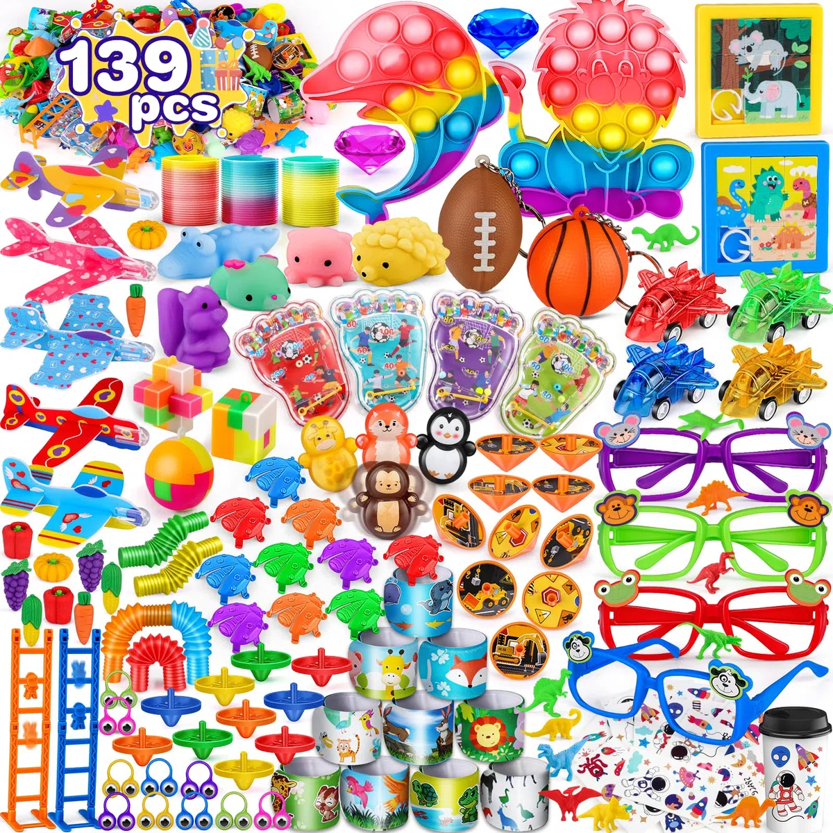 AmyBenton 139 Piezas Relleno Piñata Cumpleaños Infantil, Juguetes de Fiesta a Granel, Rellenar Bolsas de Fiesta Regalos, Favores de Fiesta, Pack Regalos Cumpleaños niños, Sorpresas para Niños Niñas