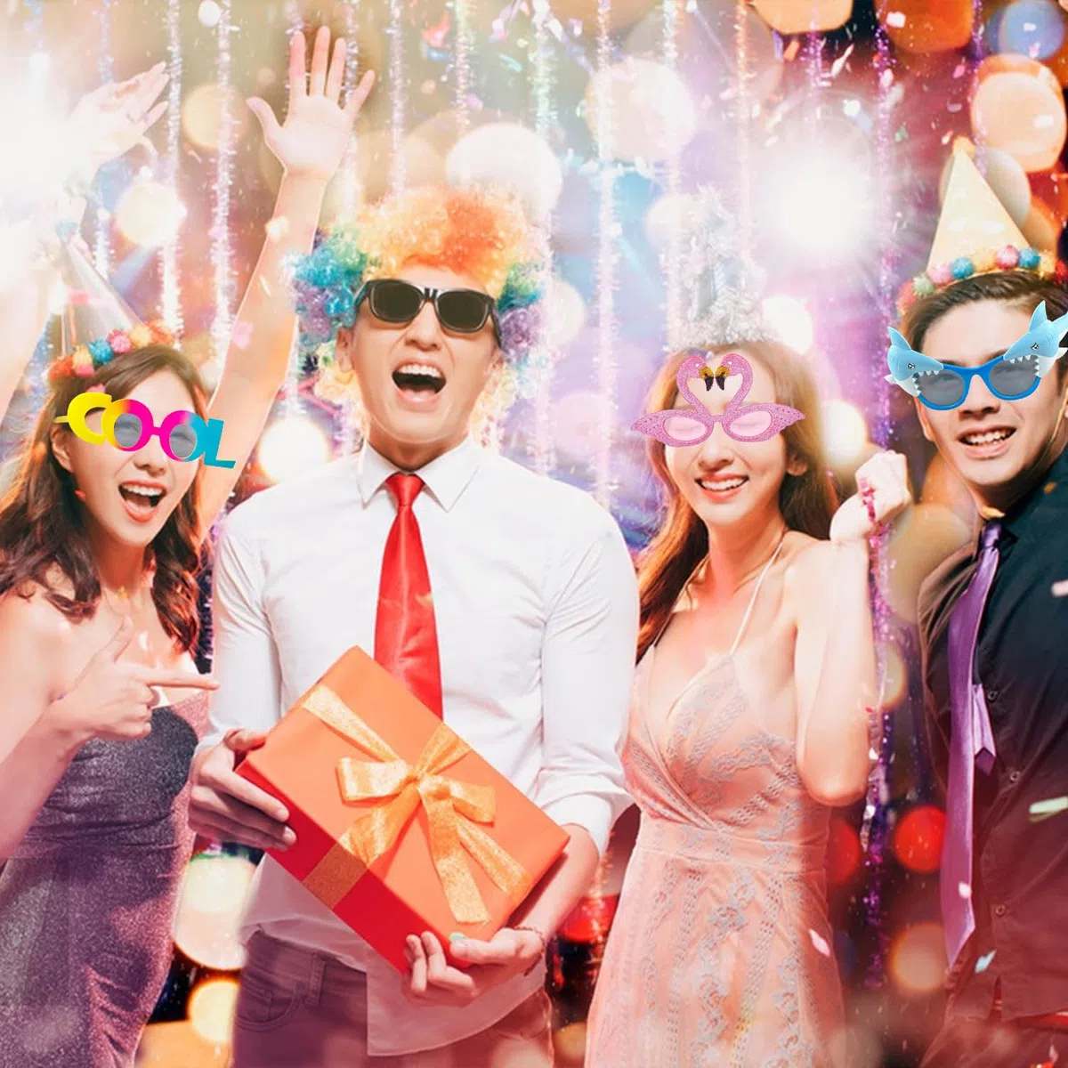 9 Piezas Gafas Fiesta Divertidas, Gafas Carnaval, Hawaianas Ggafas de Fiesta, Gafas Fiesta, Gafas Divertidas Niños Adecuado para Piscinas Cumpleaños Fiestas Verano Carnavales Accesorios Fotográficos