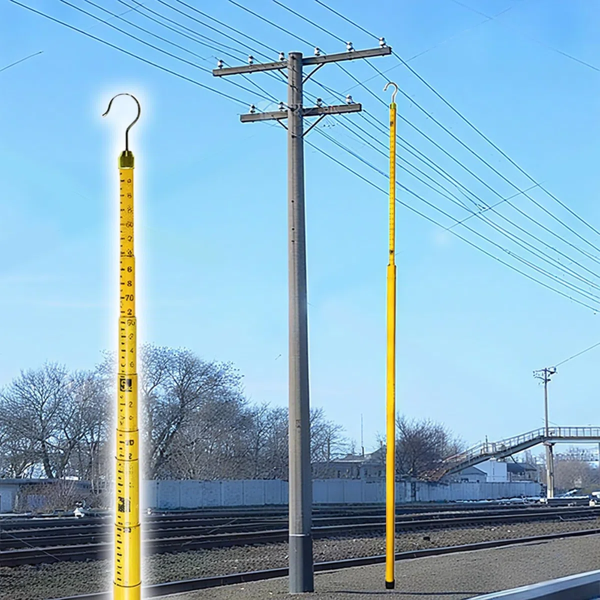 Varilla telescópica for medir energía con bolsa de transporte, poste de resina aislado for inspecciones seguras de líneas eléctricas, 1 unidad(Yellow,15m)