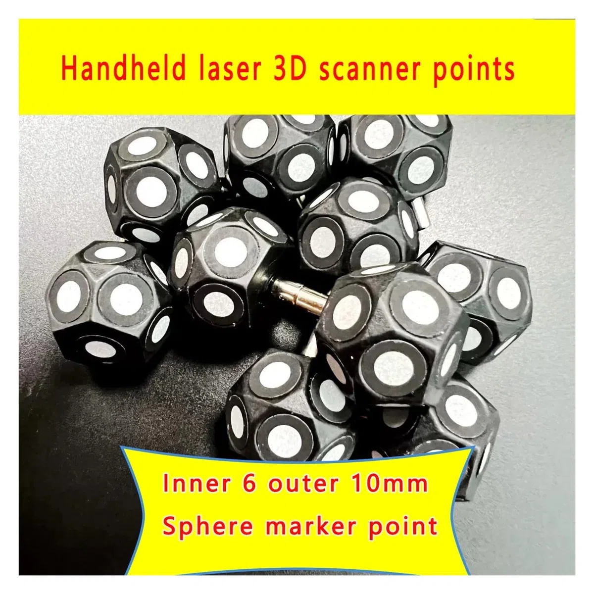 10 puntos de escáner láser 3D de mano, escaneo 3D de alta gama, cuerpo esférico magnético de alta reflexión, fácil de pegar y fácil de quitar Escaneo de alta precisión