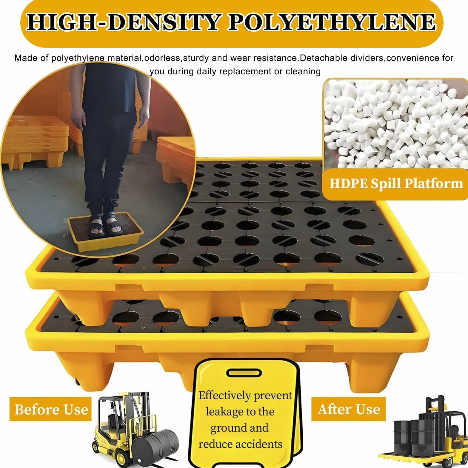 Heavy-Du - Bandeja modular de contención de aceite y líquidos, plataforma a prueba de fugas para evitar derrames y evitar derrames