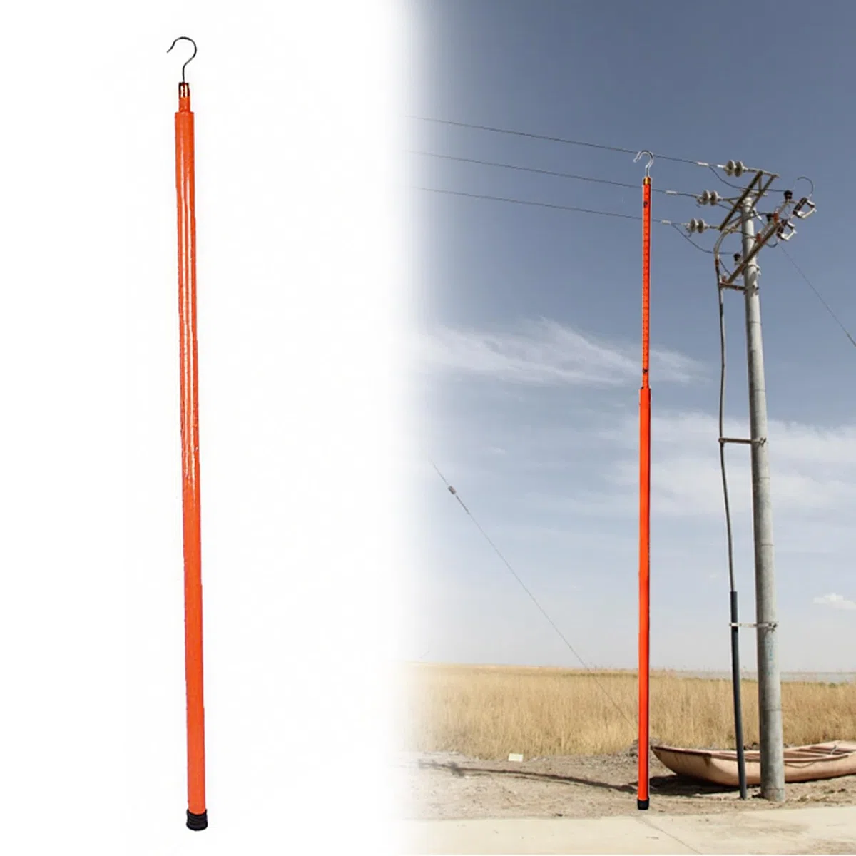 Varilla de medición telescópica ajustable: varilla de altura aislada de resina for mediciones seguras y precisas de hasta 59 pies(Orange,1800cm)