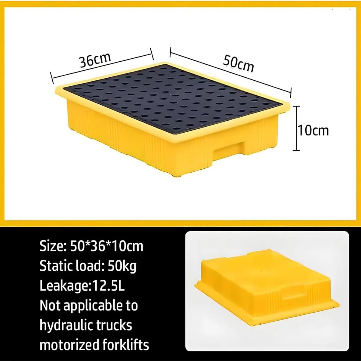 Bandeja de derrames – Paleta de contención modular para productos químicos y líquidos de bronceado aceitoso – Solución de control de fugas y derrames para un sistema seguro
