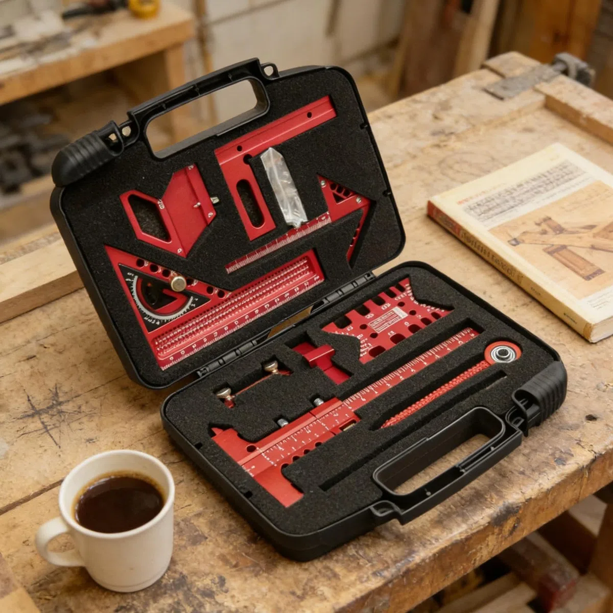 De construcción – Kit de 9 piezas de herramientas de carpintero con medidor y regla | Kit rápido multifuncional – para construcción, pavimentos, casa, garaje, exterior, industria muebles