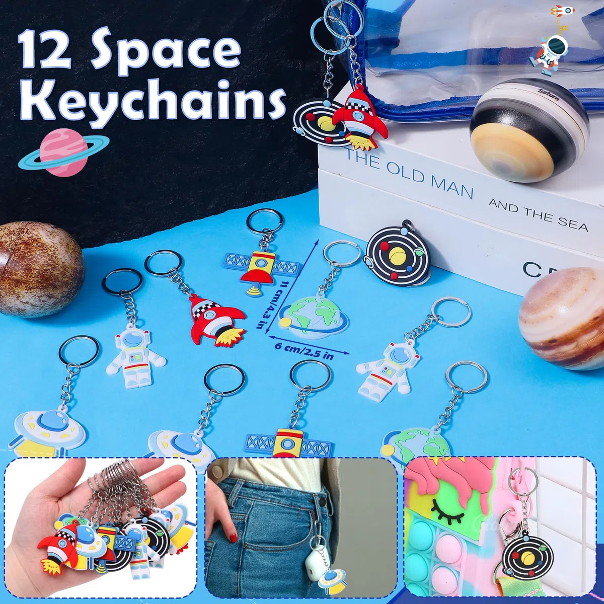 Tacobear 48 Piezas Piñata Cumpleaños Infantil Espacio Mochila Cuerdas Bolsa de Cuerdas Llaveros Tatuajes Pulseras de Silicona Regalos Cumpleaños Niños Colegio Artículos de Fiesta Espacial