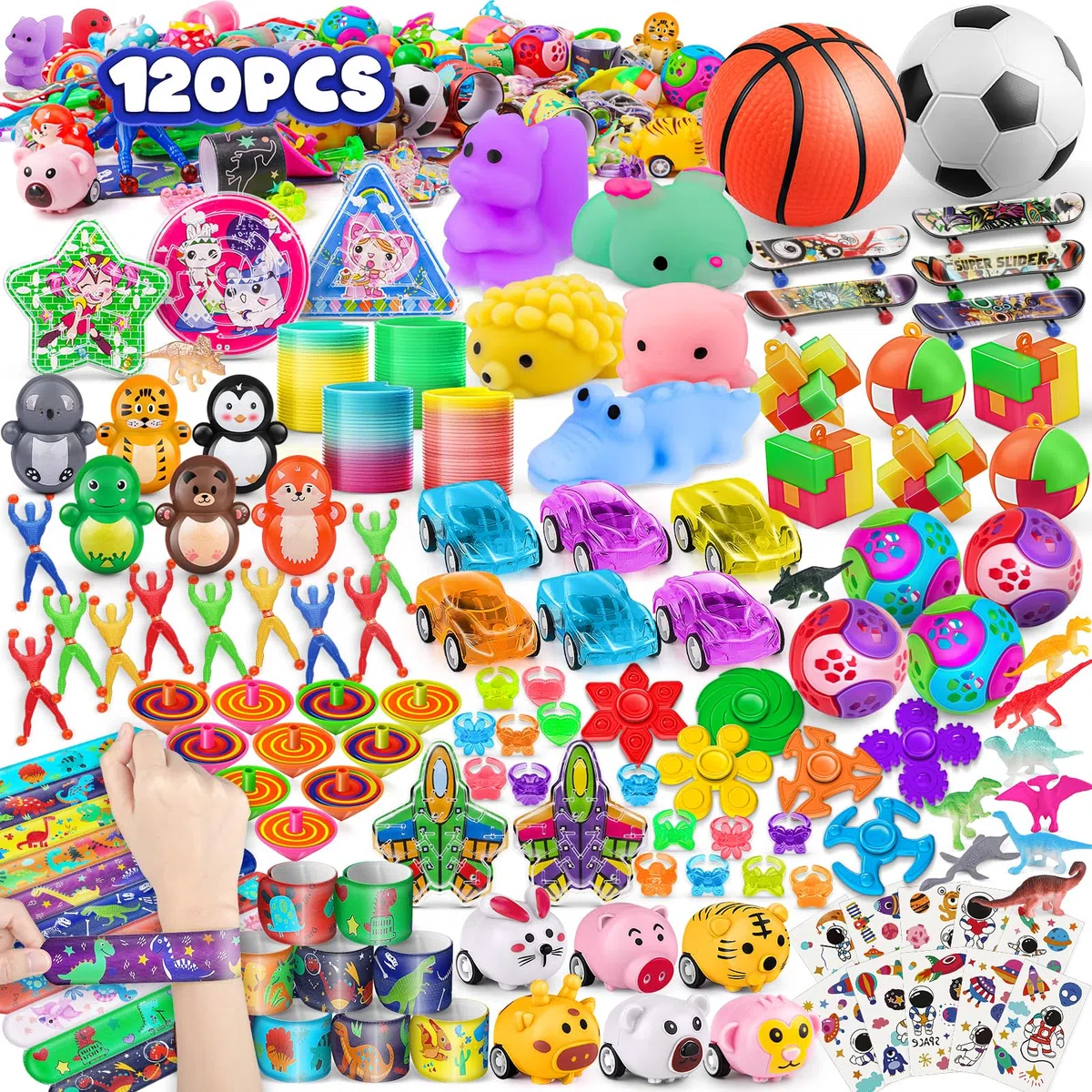 Amy & Benton 120Piezas Relleno Piñatas de Cumpleaños Infantil, Juguetes de Fiesta a Granel, Rellenar Bolsas de Regalos, Favores de Fiesta, Piñata Cumpleaños Infantil para Niños y Niñas