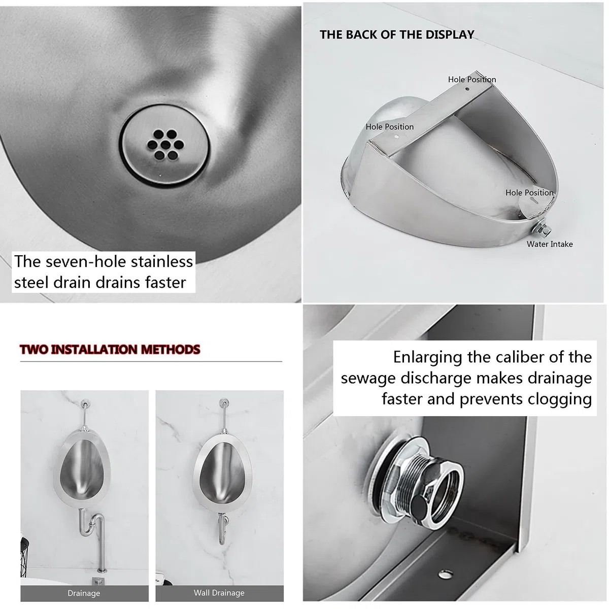 Urinario automático montado en la pared, acero inoxidable 304, sistema de descarga higiénica para baños públicos, hogares, hoteles y escuelas, fácil instalación, diseño moderno, duradero y ahorra