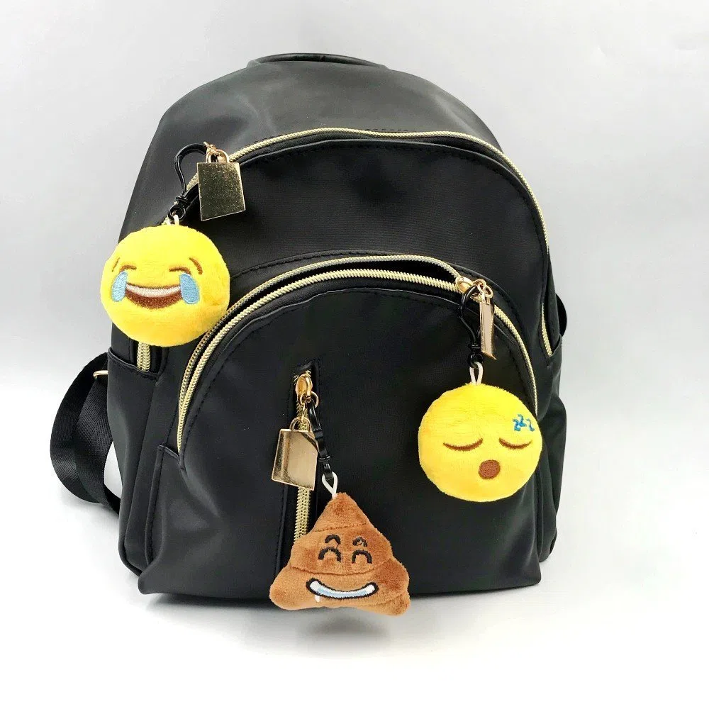JZK 38 x Mini llavero emoticono felpa 5cm amarillo pequeña cara sonriente mochila llavero para niños adultos favores regalos de fiesta de cumpleaños obsequios recuerdo, rellenos bolsas fiesta