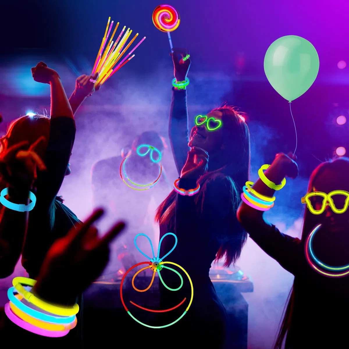 Dora Sicom Pulseras Luminosas Fluorescentes，barras luminosas fluorescentes，pulseras neon fluorescentes fiesta pulseras fluorescentes para Celebraciones Inolvidables/375 piezas