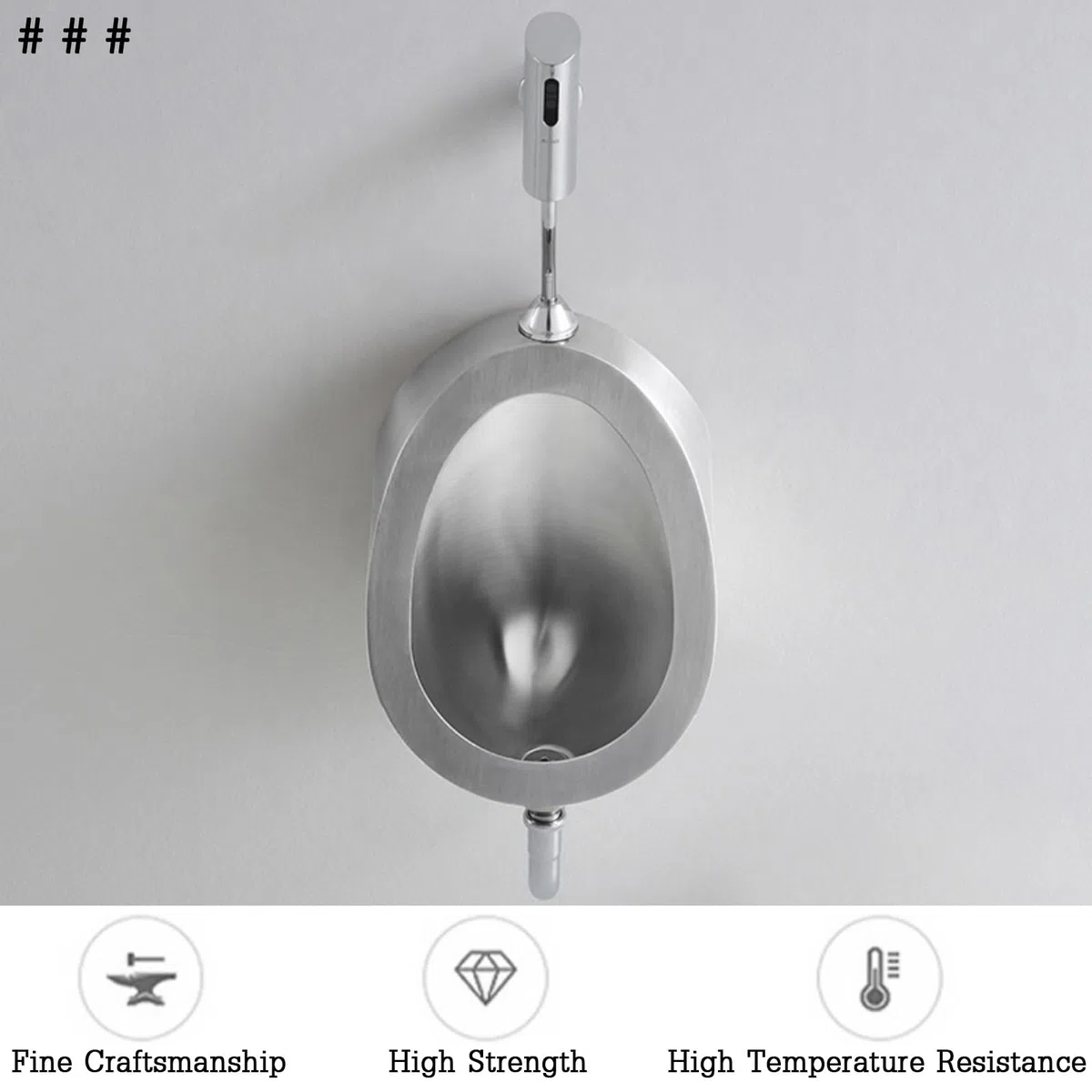 Urinario de pared de acero inoxidable para hombres, sensor inteligente, inodoro público para uso comercial y doméstico en baños, bares, hoteles, karaokes y prisiones