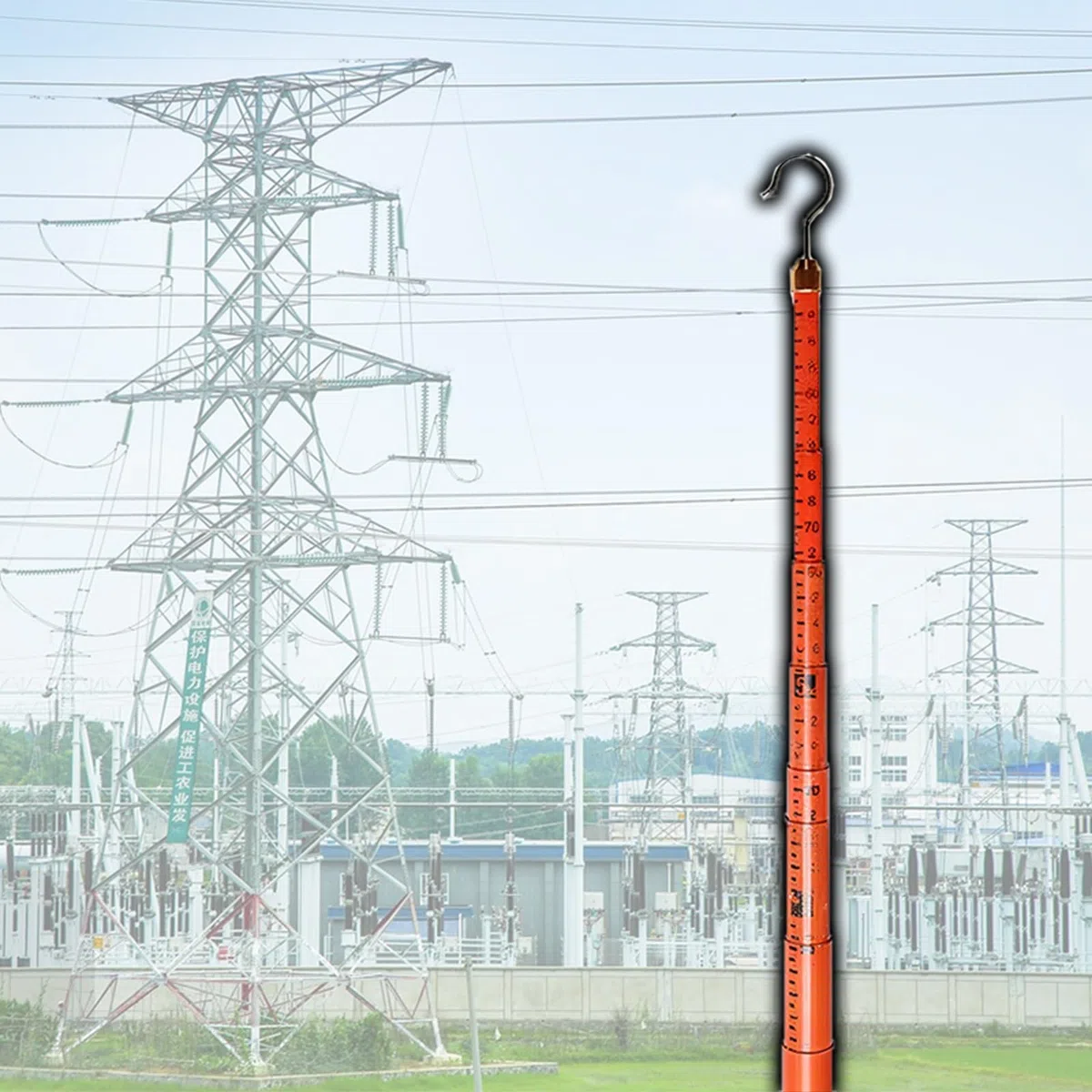 Varilla medidora de altura telescópica de resina aislada for mediciones eléctricas seguras, regla ajustable de 20 pies a 59 pies, 1 unidad(Orange,6m)