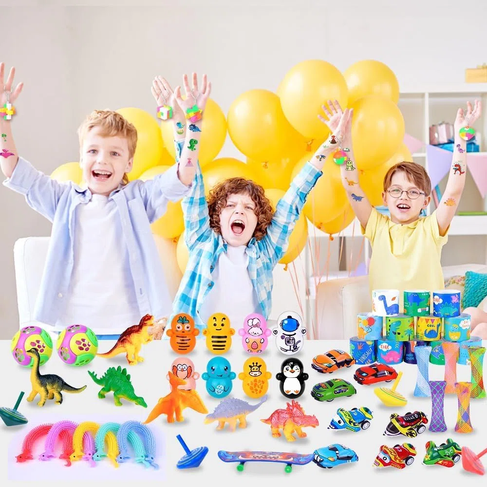 LATERN 120 Piezas Relleno Piñata Cumpleaños Infantil, 20 Estilos Regalos de Fiesta Coloridos con Esferas Resortes Bolas Manos Pegajosas Aviones Dinosaurios Cubos Pegatinas - para Cumpleaños Regalo