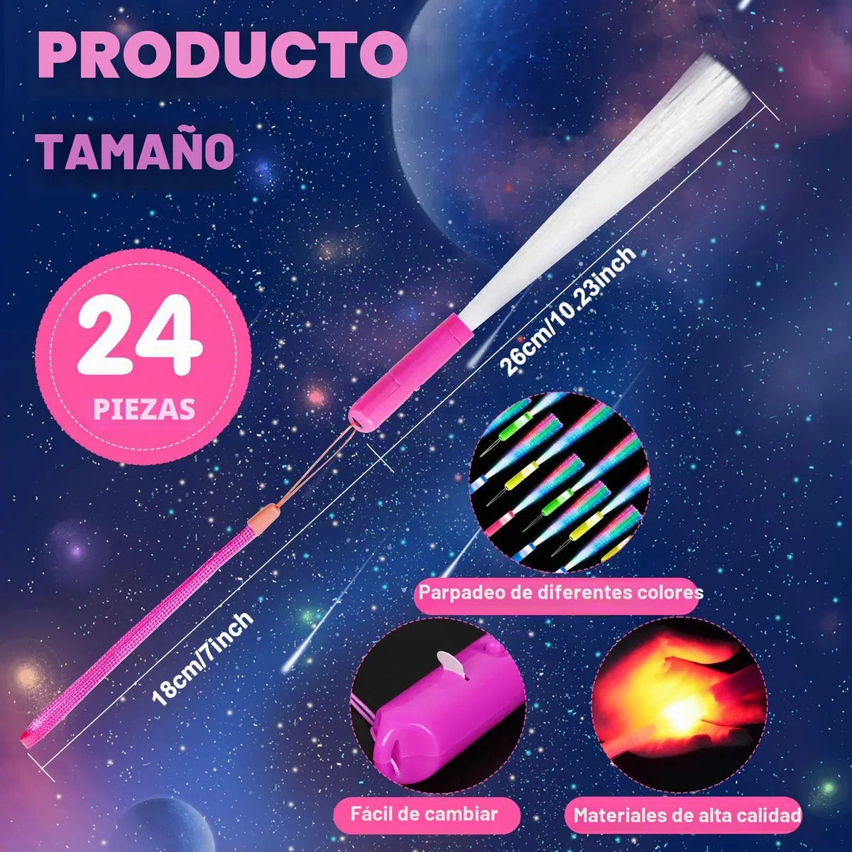 LURICO Barras Luminosas 24 Piezas Varita Intermitente LED, Bastones Luminosos, Palos Luminosos Boda con 3 Modos, Varitas Luminosas para Decoración Navidad Boda Neon Fiesta Nochevieja Regalo