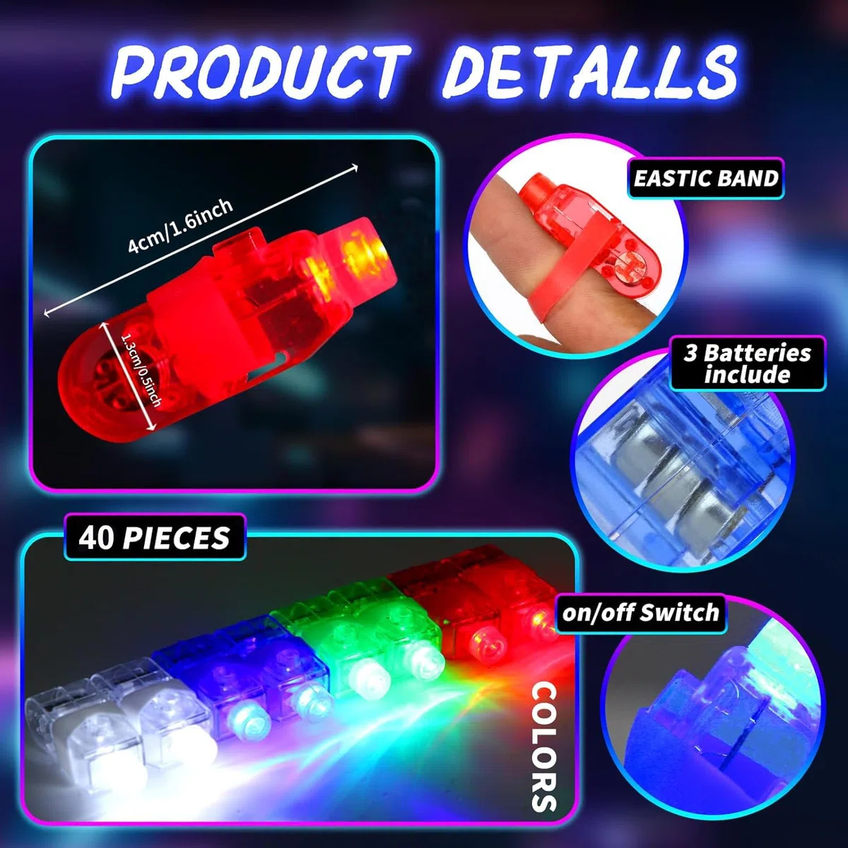Piucrty Regalos Cumpleaños Niños Colegio Led Luces Dedos 40Pcs Juguetes Relleno Piñata para Invitados Infantil Anillo Brillante Regalitos Guarderia Mini Juegos Detalles Comunion Sorpresas Fiesta