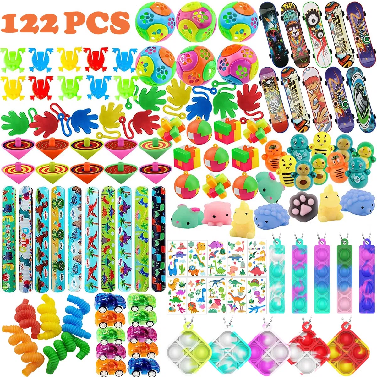 122 Piezas Juguetes de Fiesta a Granel, Relleno Piñata Cumpleaños Infantil,Bolsas de Regalo de Fiestas Partido Regalos con Dinosaurio Tatuajes Niños,Regalo Juguetes Rellenar Bolsas de Fiesta a Granel