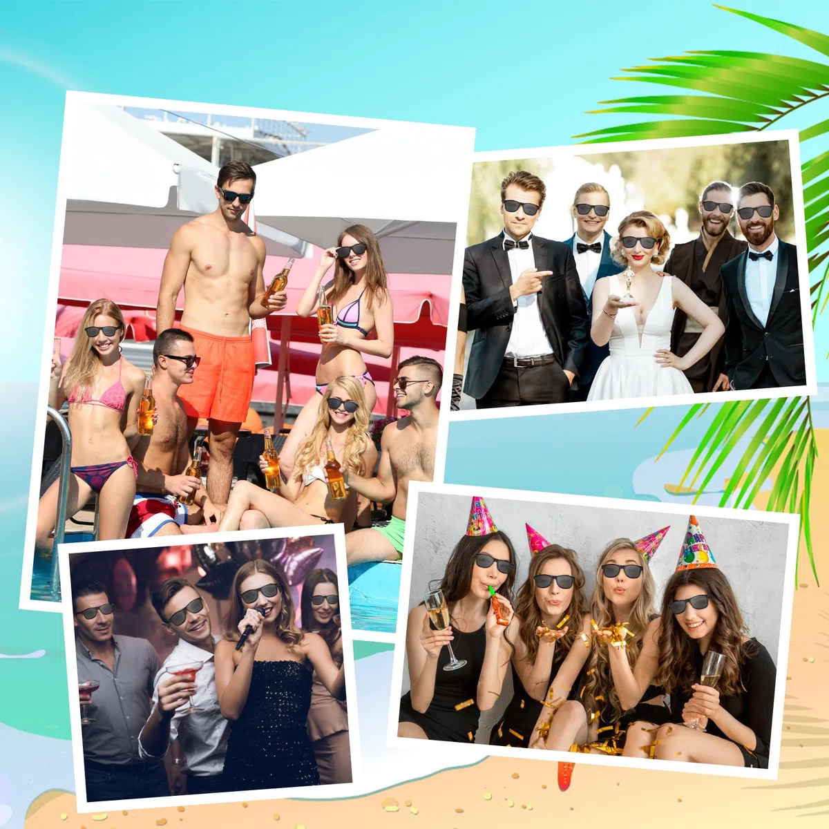 ASTARON 12 Piezas Gafas de Sol de Fiesta, Gafas de Sol de Fiesta Retro para Hombres y Mujeres Suministros de Fiesta de Neón para Fiestas de Bodas en la Playa Piscina