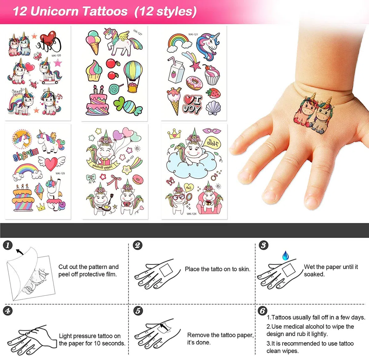 Tacobear 48 Piezas Piñata Unicornio Cumpleaños Niña con Mini Cuaderno de Notas Bolígrafos Tatuajes Unicornio Sellos Infantiles Regalos Fiesta Cumpleaños Niños Colegio