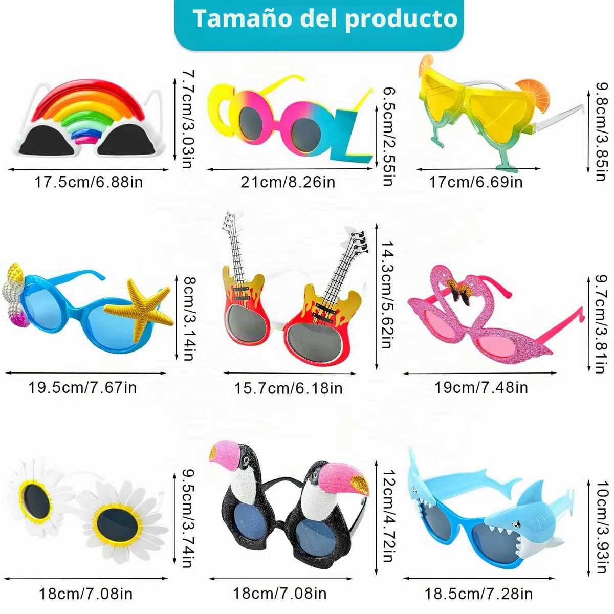 9 Piezas Gafas Fiesta Divertidas, Gafas Carnaval, Hawaianas Ggafas de Fiesta, Gafas Fiesta, Gafas Divertidas Niños Adecuado para Piscinas Cumpleaños Fiestas Verano Carnavales Accesorios Fotográficos